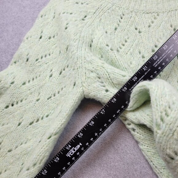 J Crew Sweater Womens Small Pointelle Knit Mint Green Puff Sleeve BJ595 New - Picture 4 of 12